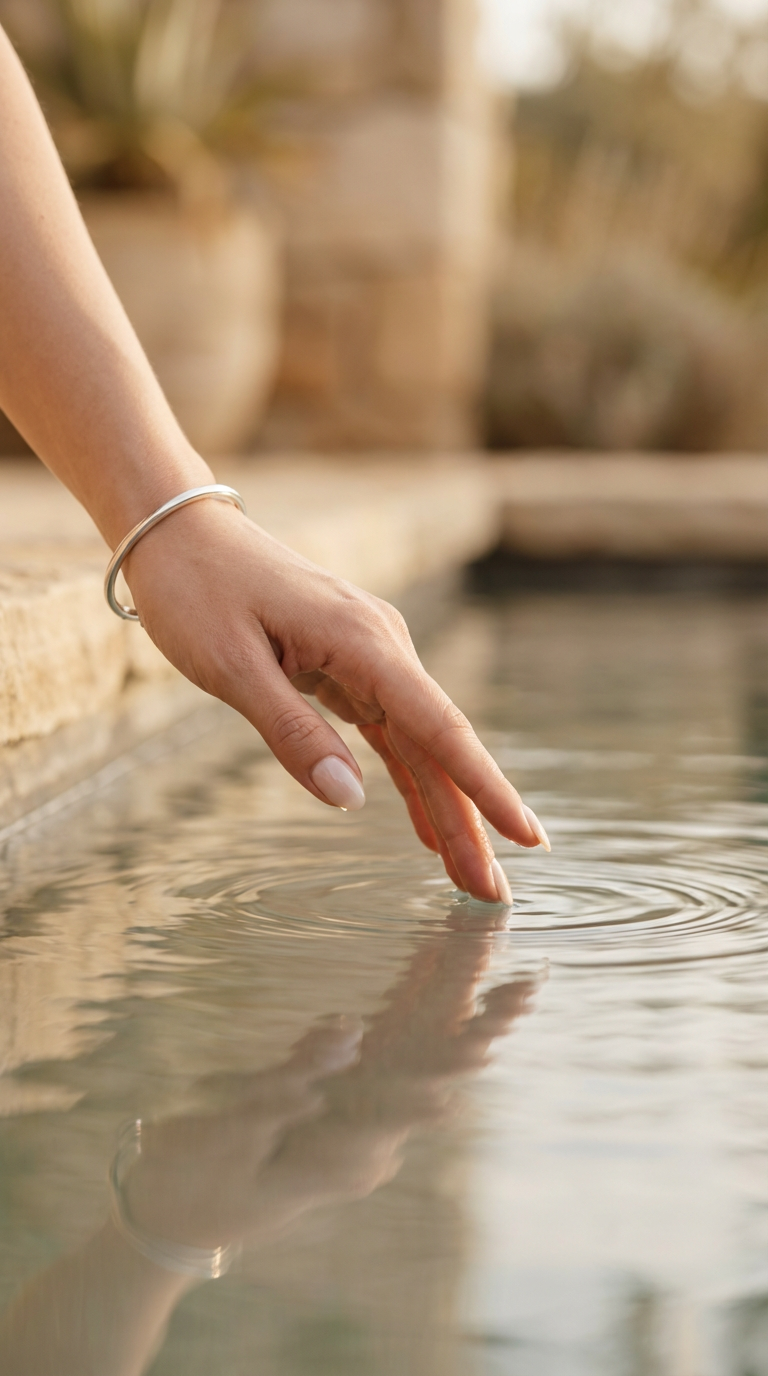 Elegant hand touching water